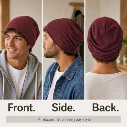 vidsel 100% Cotton Slouchy Beanie, Lightweight Summer Hats for Women Men - color: 1pc Wine Red, size: Large