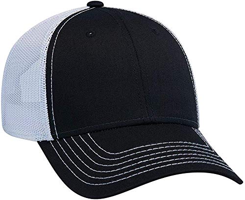 Ashen Fane 6 Panel Low Profile Contrast Vertical Mesh Back Snapback Hat - color: Blk/Blk/Wht