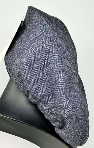 Traditional Men's Irish Flat Cap, 100% Wool Tweed, Made in Ireland - color: Blue, size: Medium