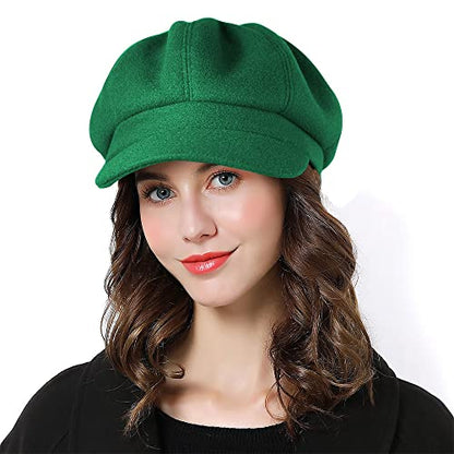 Sumolux Women Beret Newsboy Hat French Cap Classic Winter - color: Green