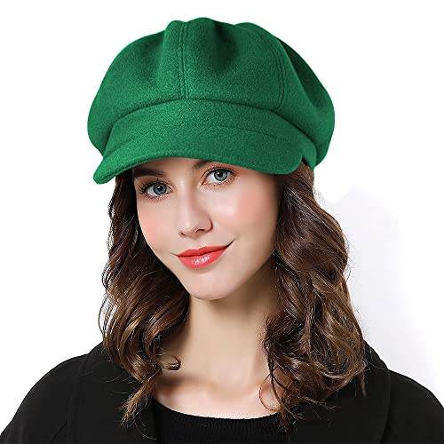 Sumolux Women Beret Newsboy Hat French Cap Classic Winter - color: Green
