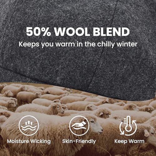 VOBOOM 8 Panel Wool Tweed Newsboy Gatsby Ivy Cap Golf Cabbie Driving Hat - color: Houndstooth Coffee