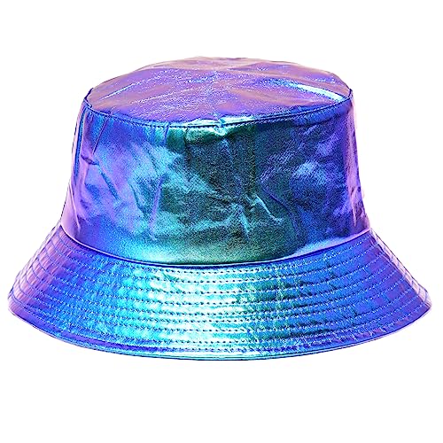 Rave Bucket Hat for Women & Men - Cute Bucket Hats - Festival Hat Adjustable 50+ SPF Protection Rave Accessories - color: Metallic Purple