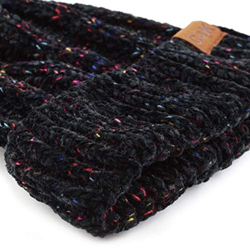 Women and Men Beanie Daily Winter Oversized Thick Stretchy Knitted Pom Pom Beanie Fleece Lined Beanie Hat - color: 3. Chenille Black