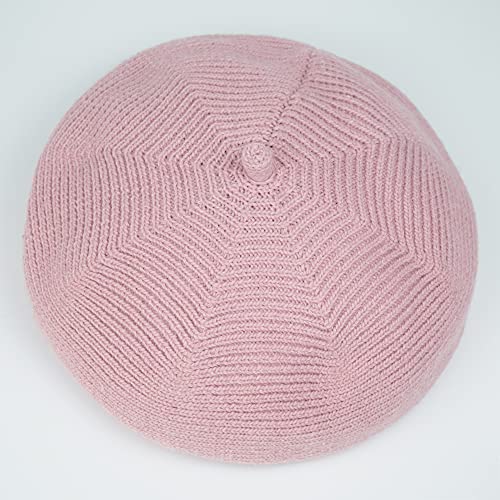 French Style Beret Hat for Women Winter Fall Knit Artist Hats Classic Solid Color Beanie Hat - color: Light Pink