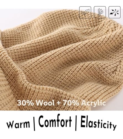 Home Prefer Mens Wool Blend Winter Hat Double-Layer Warm Knit Pre-Curve Visor Beanie Brimmed Beanies Hat for Men Women - color: Khaki