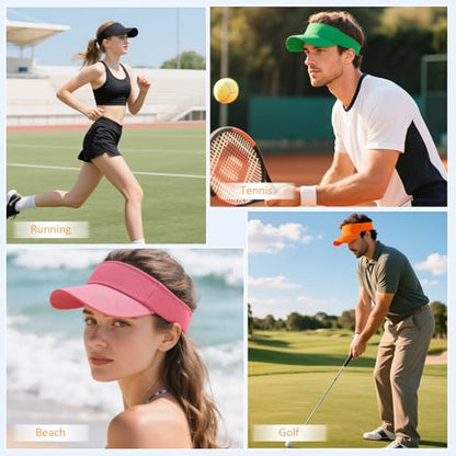 American Trends Sun Visor Hat for Women, Lightweight Quick-Dry Golf Visor - color: Red