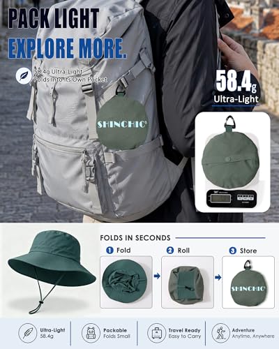 Water-Resistant UPF 50+ Sun Bucket Hat Packable Brimmed for Women Men - color: Blue Gray