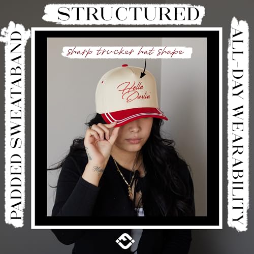 Funky Junque Women's 2 Tone Trucker Hats - color: Hello Darlin' - Red/Beige