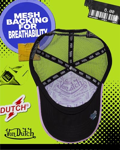 Von Dutch Unisex Velvet Trucker Hat, Curved Bill, Mesh Back, Snapback - color: Plum Dust