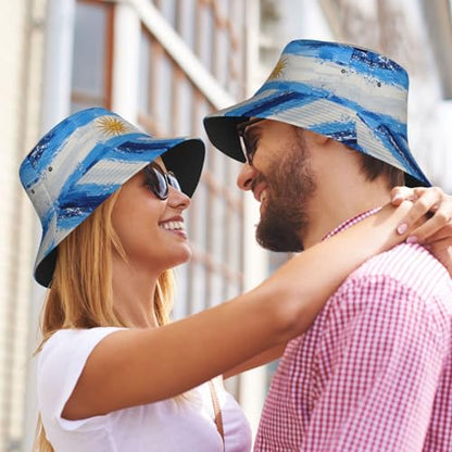 Bucket Hat for Men Women Packable Sun Hats Fisherman Outdoor Summer Travel Hiking Beach Caps - color: Argentine