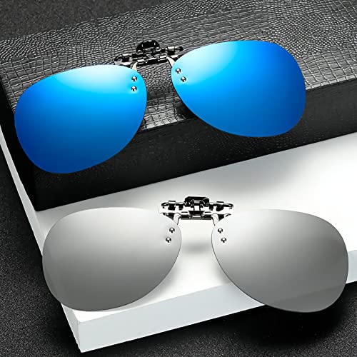 Clip on Flip up Polarized Lens For Prescription Glasses UV Protection Sunglasses (Clear lenses not Polarized) - color: Style B Yellowbluegreyred