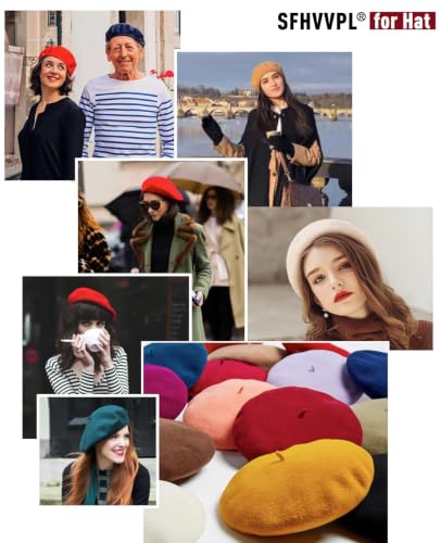 French Beret Hats for Women - Soft Warm Wool Solid Color Beanie Winter Cap - color: Basic Yellow