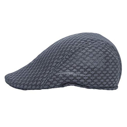 WITHMOONS Breathable Mesh Summer Hat Newsboy Ivy Cap Cabbie Flat Cap UZ30053 - color: Grey