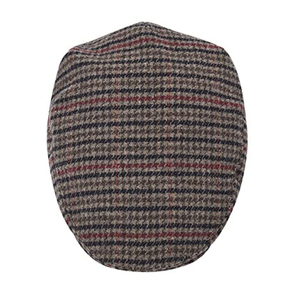 STARANCE Men Wool Blend Newsboy Cap Flat Hat - color: Houndstooth Coffee, size: 7 1/4