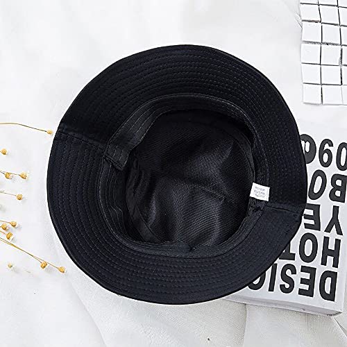 XYIYI Fashion Embroidery Bucket Hat Cotton Beach Fisherman Hats for Women Girls - color: Black