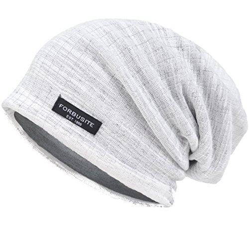 VECRY Men Slouch Hollow Beanie Thin Summer Cap Skullcap - color: Stripe White1