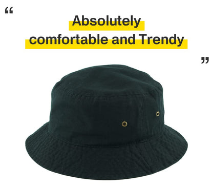 KBETHOS® 100% Cotton Washed Bucket Hat - color: 4. Black, size: Large-X-Large