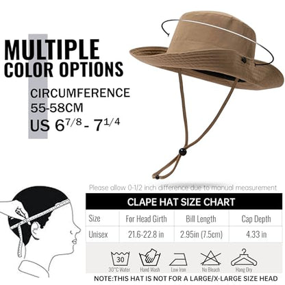 CLAPE Wide Brim Sun Hat for Men Women Lightweight Breathable Fishing Hat UPF50+ Foldable Bucket Hat for Fishing Hiking Beach - color: Xt05-black
