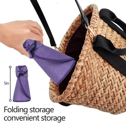 Women Sun Visors Foldable Straw Hats Summer Beach Packable Hat Floppy Wide Brim Cap Deep Style, Adjustable Size - color: Purple Khaki