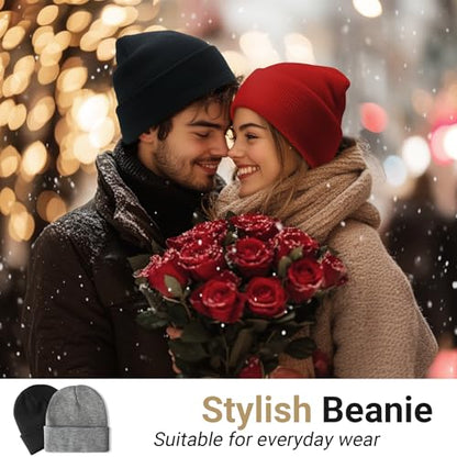 NPQQUAN Beanie for Women Winter Hats for Mens Beanie Cuffed Knit Beanies - color: Rosered