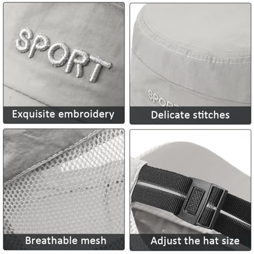 Cadet Army Cap Mesh Quick Qry Flat Top Cap Military Hat for Men Women - color: Light Gray