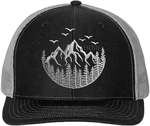 HORN GEAR Trucker Hat - Mountain Hat Edition - color: Black/Charcoal