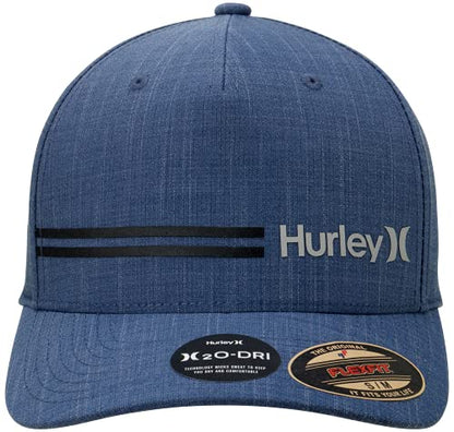 Hurley Mens Breathable Stretch Quick-Dry Fitted Curved Bill Baseball Cap - color: Blue, size: Large-X-Large
