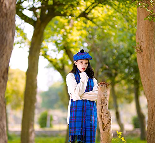 Scottish Tam O’ Shanter Hat Tartan Bonnet Pom Pom Wool Flat Cap One Size - color: Elliot 065tcp