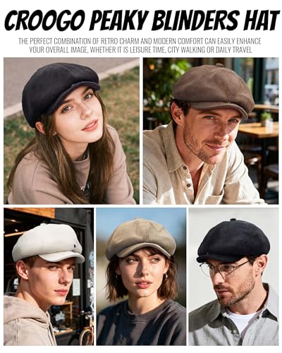 Croogo Baker Boy Newsboy Cap Beret Hats Adjustable Cabbie Apple Hat for Men - color: Bl45-brown