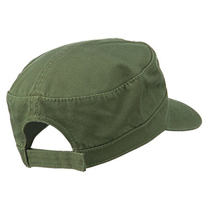 Garment Washed Adjustable Army Cap - color: Olive