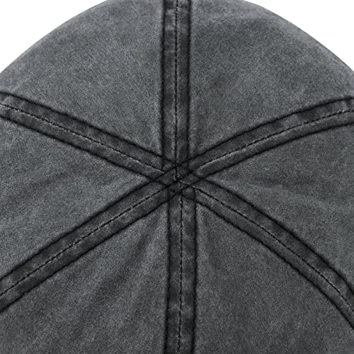 VOBOOM Cotton Flat Cabbie Hat Gatsby Ivy Irish Hunting Newsboy Cap - color: Washed Black