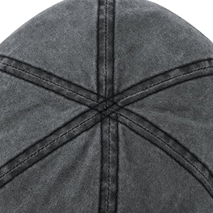VOBOOM Cotton Flat Cabbie Hat Gatsby Ivy Irish Hunting Newsboy Cap - color: Washed Black