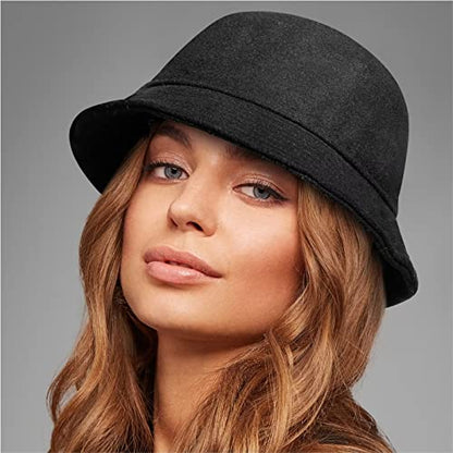 GADIEMKENSD Winter Bucket Hat - Premium Wool, Packable, Plain Colors, Unisex Warm Hat - color: Black, size: Medium