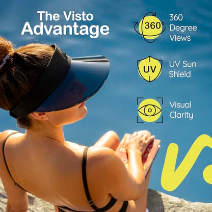 VISTO Transparent Brim Wide Brim Visor for Women - Obstruction Free Visibility, No Glare & Complete UV Sun Protection - color: Yellow