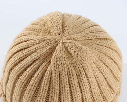 Home Prefer Mens Winter Hat Wool Fleece Lined Knit Beanie Hat Warm Stocking Caps - color: Khaki