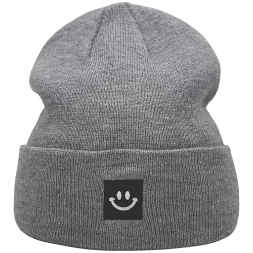 55cube Unisex Winter Beanie Hats Warm Thick Knit Cuffed Skullcaps - color: Solid Grey