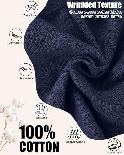 100% Cotton Summer Beanie for Men Women, Thin Soft Slouchy Beanies - color: 1pcs-navy Blue, size: Large