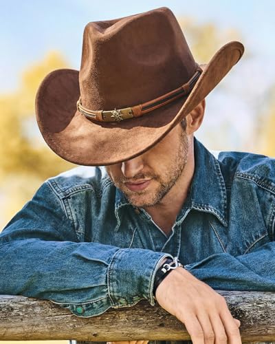 BELTROAD Cowboy Hat for Men Women, Western Cowboy Hats with Gift Hat Box - color: Brown(skull ), size: Large