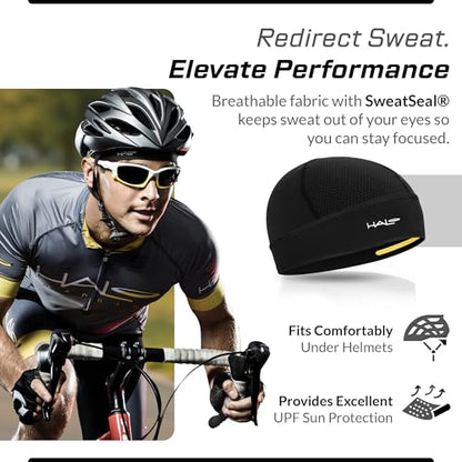 Halo Headband Skull Cap - The Ultimate Sweat Diverting, Absorbent, Lightweight, High Performance Skull Cap - color: Black
