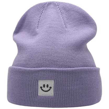 55cube Unisex Winter Beanie Hats Warm Thick Knit Cuffed Skullcaps - color: Light Purple