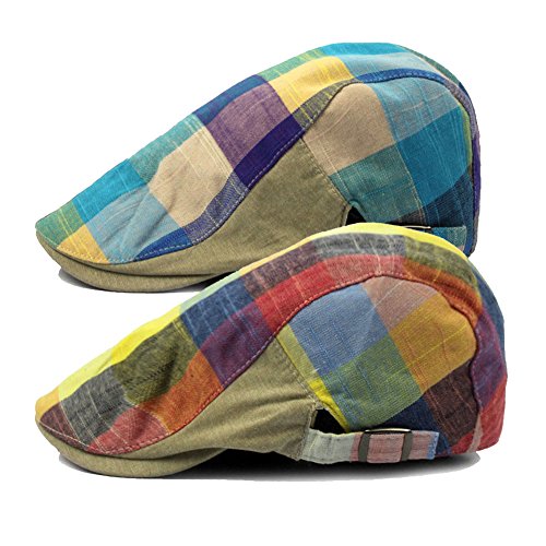 Men's Plaid Striped Newsboy Ivy Flat Driving Golf Cap - color: 7#