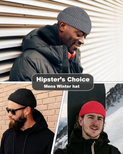 Short Fisherman Beanie for Men Women Wool Knit Cuff Winter Hats - color: 1pcs-grey