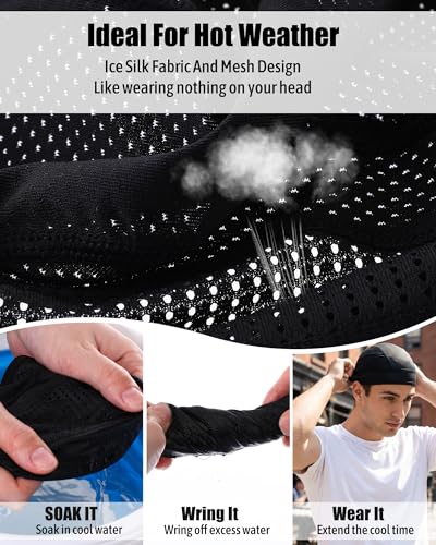 6pcs Cool Skull Cap for Men Breathable Mesh Helmet Liner - color: White, Black, Grey
