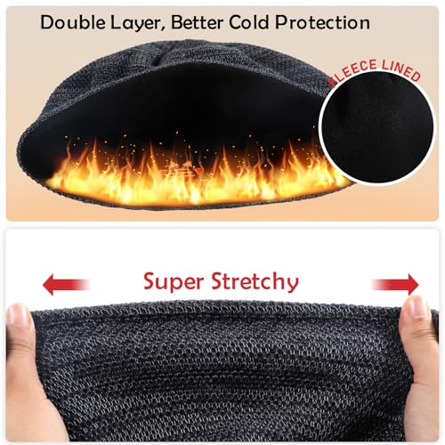 Lvaiz Winter Beanie for Men Women Warm Fleece Lined Reversible Skull Cap - color: Mixed Grey+black
