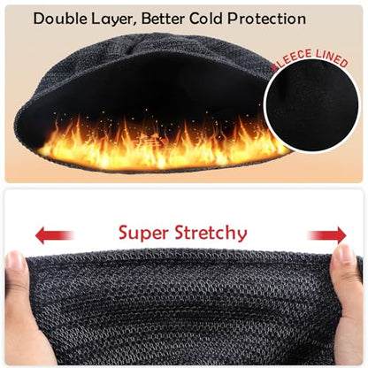 Lvaiz Winter Beanie for Men Women Warm Fleece Lined Reversible Skull Cap - color: Mixed Grey+black
