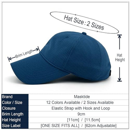 Long Brim Golf/Running Hat Full Mesh Baseball Cap Breathable - color: Navy, size: X-Large-XX-Large