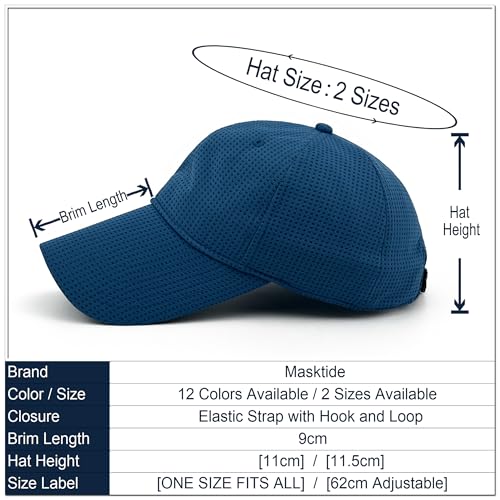 Long Brim Golf/Running Hat Full Mesh Baseball Cap Breathable - color: Navy, size: X-Large-XX-Large
