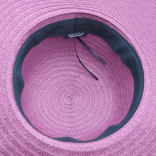 Lifup Straw Sun Hat for Women, Wide Brim Oversized Summer Beach Hat - color: Purple
