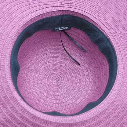 Lifup Straw Sun Hat for Women, Wide Brim Oversized Summer Beach Hat - color: Purple